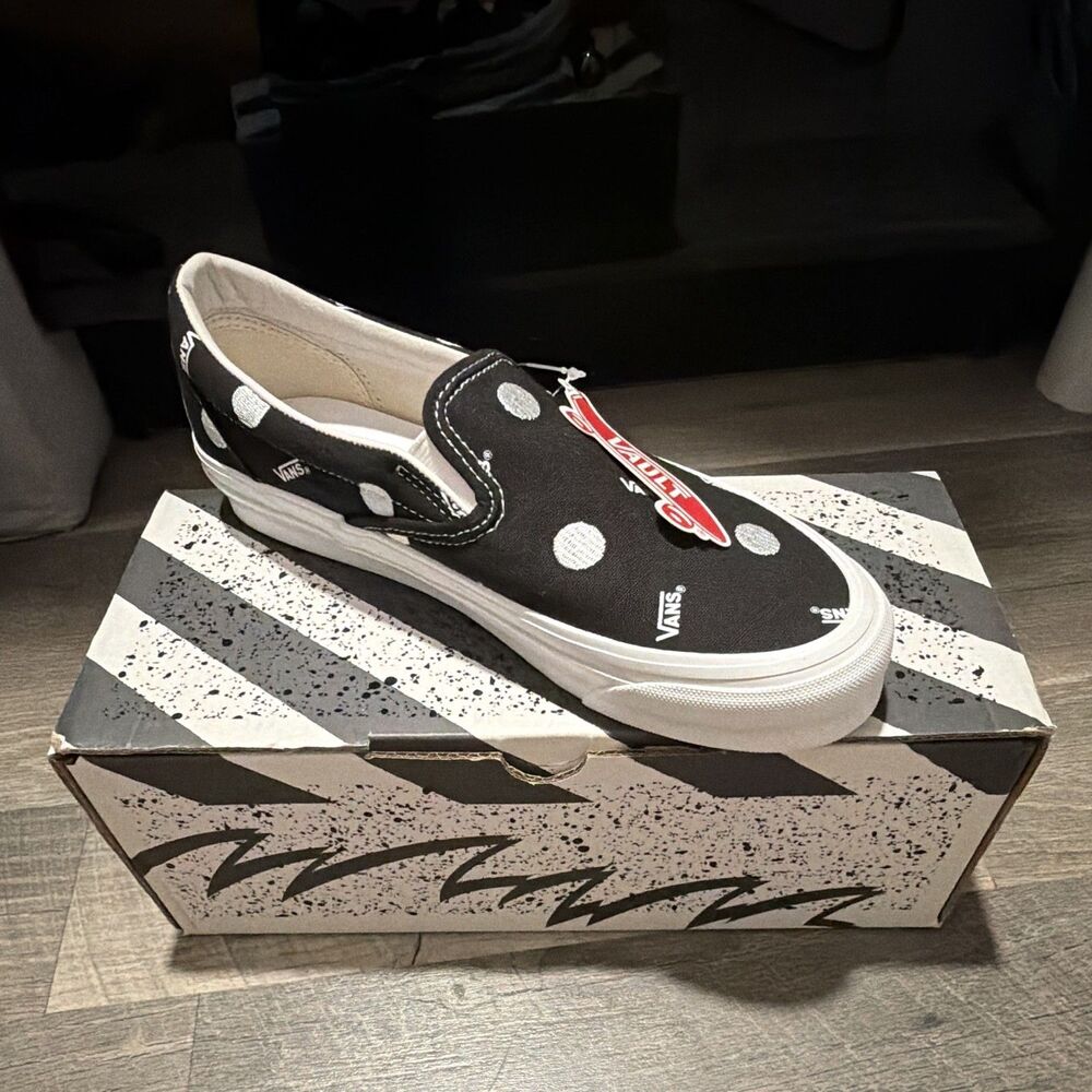 Vans Vault OG Classic Slip-On LX Polka Dot Black VN0A45JKBLK Men 7 Women 8.5 NEW